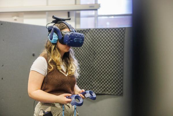 Student using VR headset